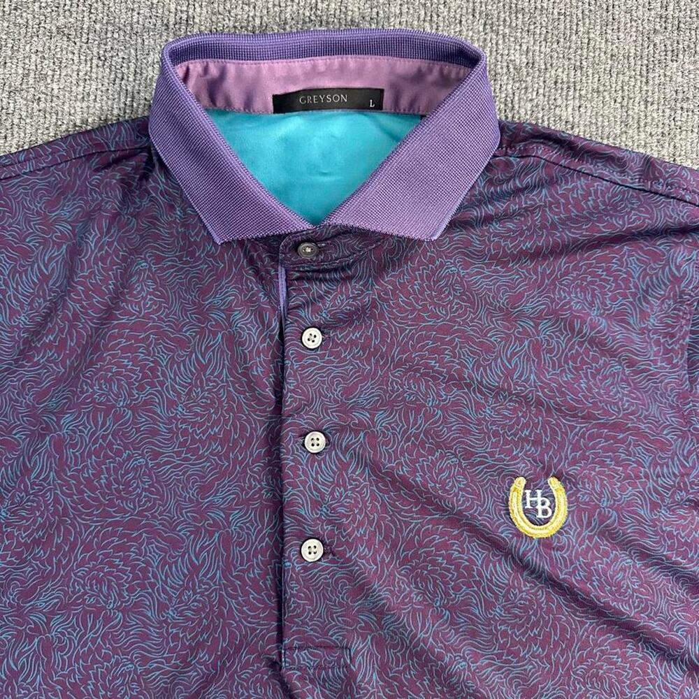 Greyson Mens Performance Polo Knit Collar Golf Shirt Horseshoe Bend Cntry Club L